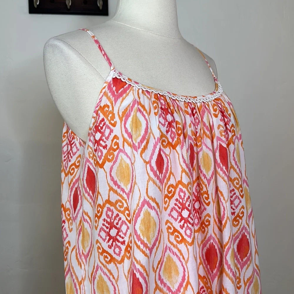 Oscar de‎ la Renta Ikat Cotton Slip Dress S | Boho Resort Summer Lounge - Picture 6 of 16